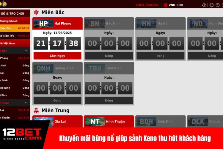Keno 12BET, Sảnh Game Uy Tín Được Nhiều Người Yêu Thích