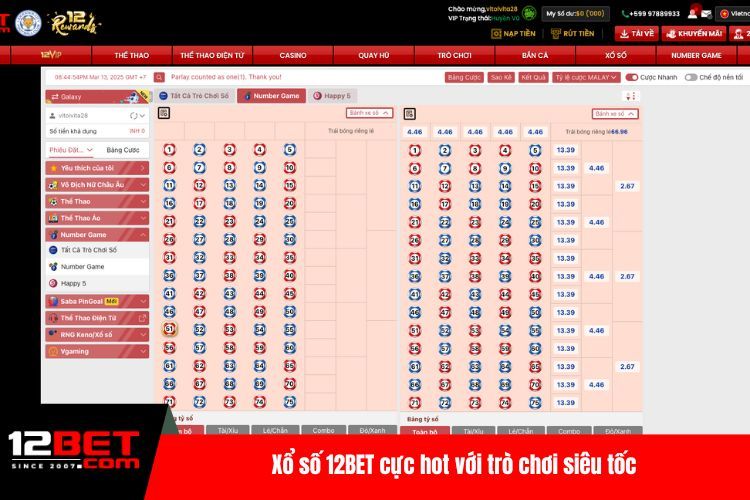 Xổ Số 12BET, Sảnh Cược Hấp Dẫn, Đổi Thưởng Nhanh Gọn