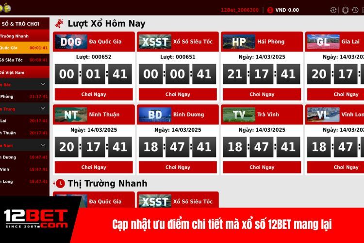 Xổ Số 12BET, Sảnh Cược Hấp Dẫn, Đổi Thưởng Nhanh Gọn