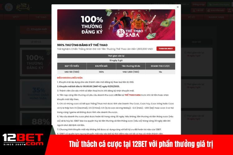 Khuyến Mãi 12BET Cực Hấp Dẫn Dành Cho Mọi Cược Thủ