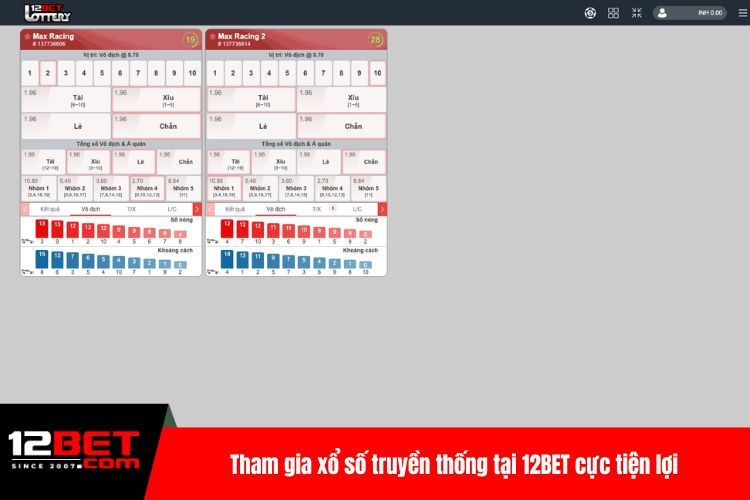 Xổ Số 12BET, Sảnh Cược Hấp Dẫn, Đổi Thưởng Nhanh Gọn